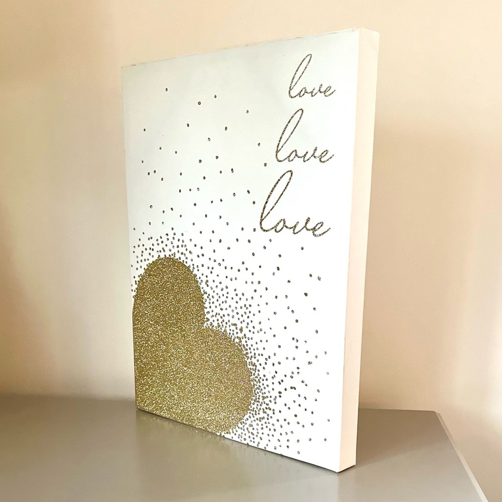 White and Gold Love Wall Art